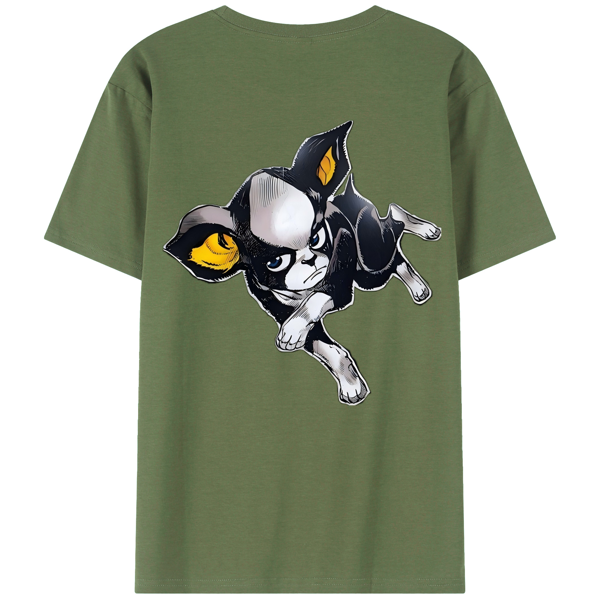 （画像用） ジョジョの奇妙な冒険 イギー JoJo's Bizarre Adventure Iggy 綿100％ メンズ半袖Tシャツ（バックプリント） 通気性